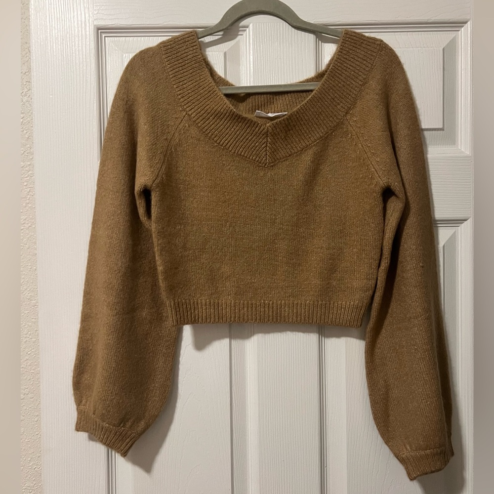 Cropped Knit Off Shoulder Sweater